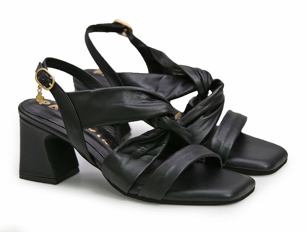 Alternative view of Sandalia en cuero negro