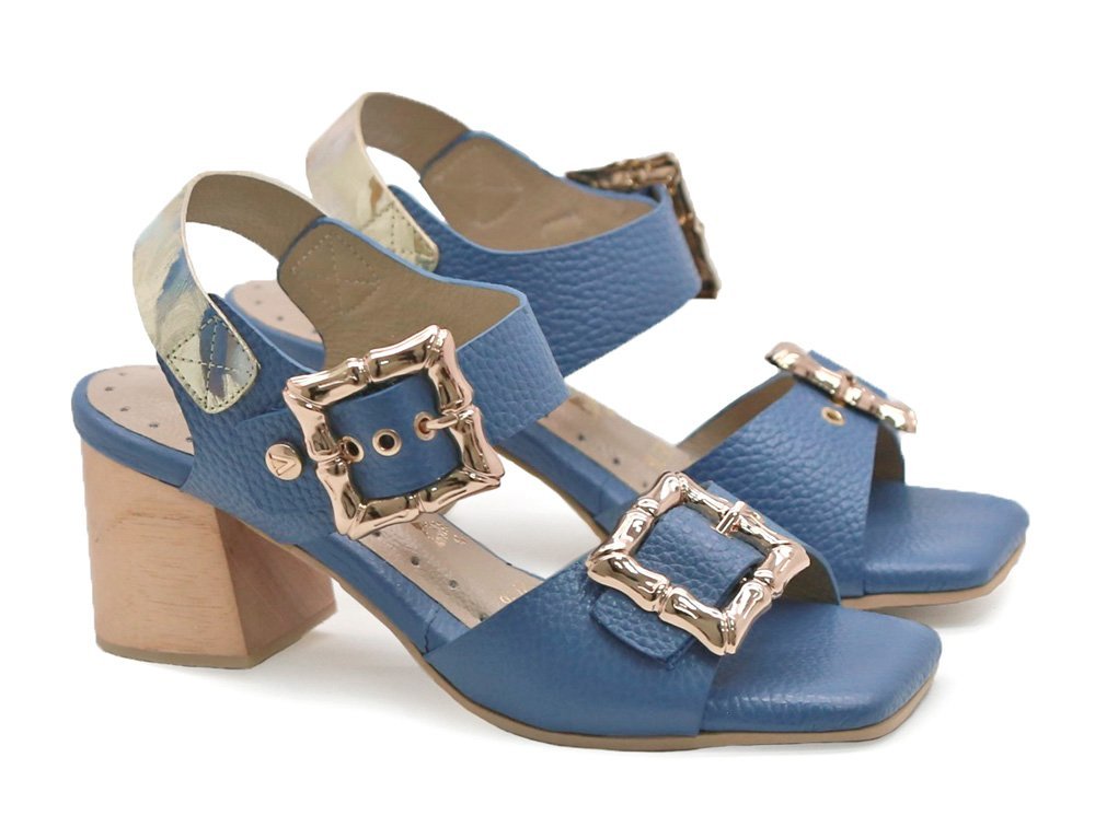 Alternative view of Sandalia en cuero azul