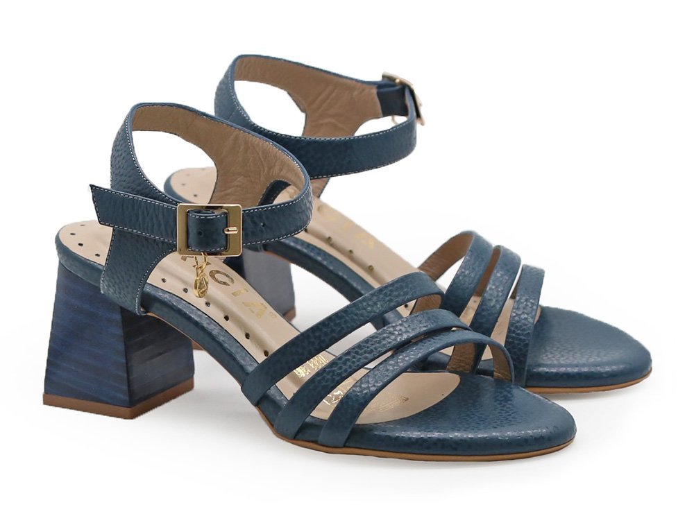 Alternative view of Sandalia en cuero azul