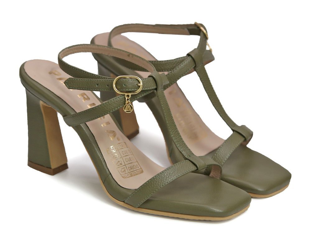 Alternative view of Sandalia en cuero verde