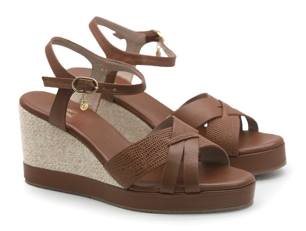 Alternative view of Sandalia en cuero miel