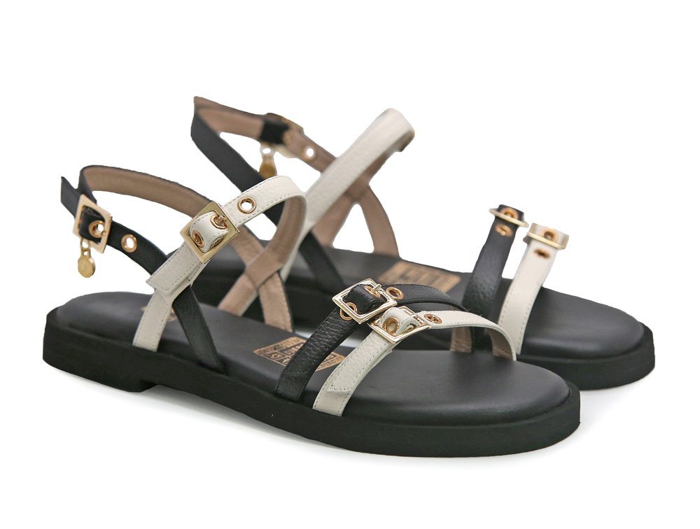 Alternative view of Sandalia en cuero negro