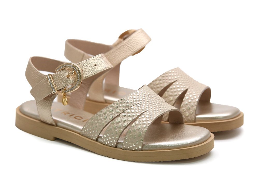 Alternative view of Sandalia en cuero oro