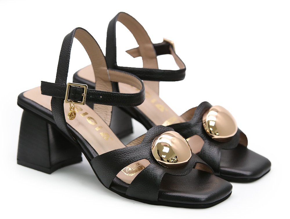 Alternative view of Sandalia en cuero negro