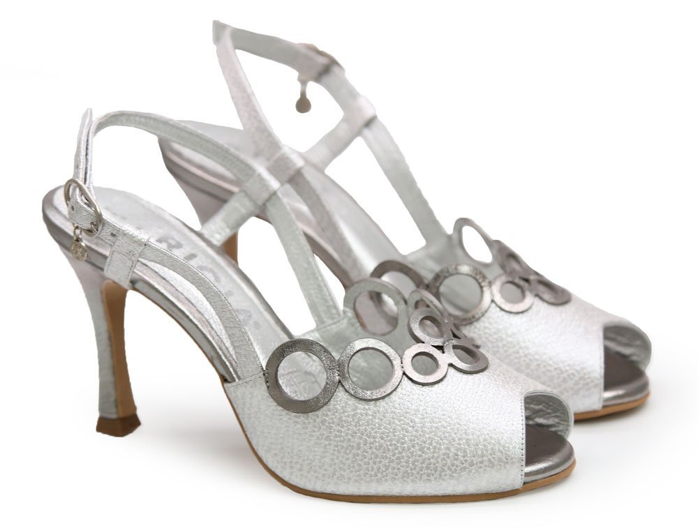 Alternative view of Sandalia en cuero plata