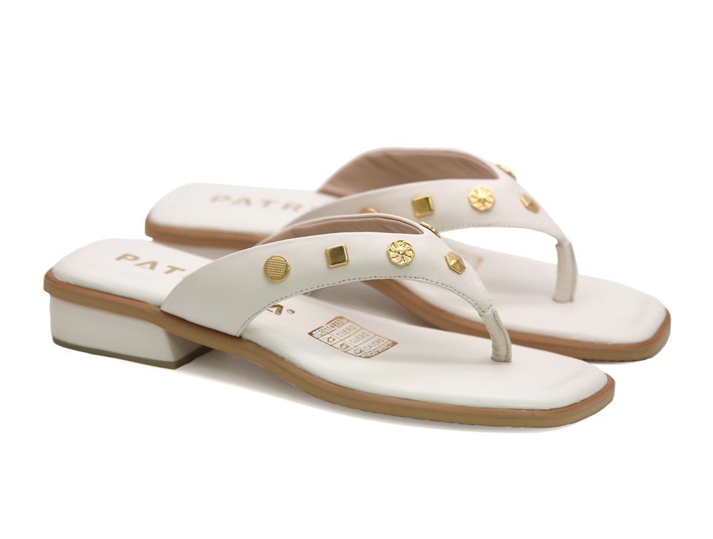 Alternative view of Sandalia en cuero blanco