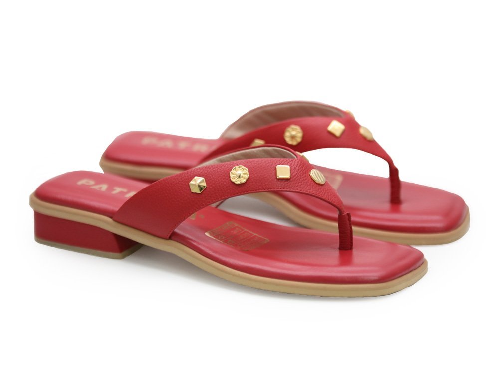 Alternative view of Sandalia en cuero rojo