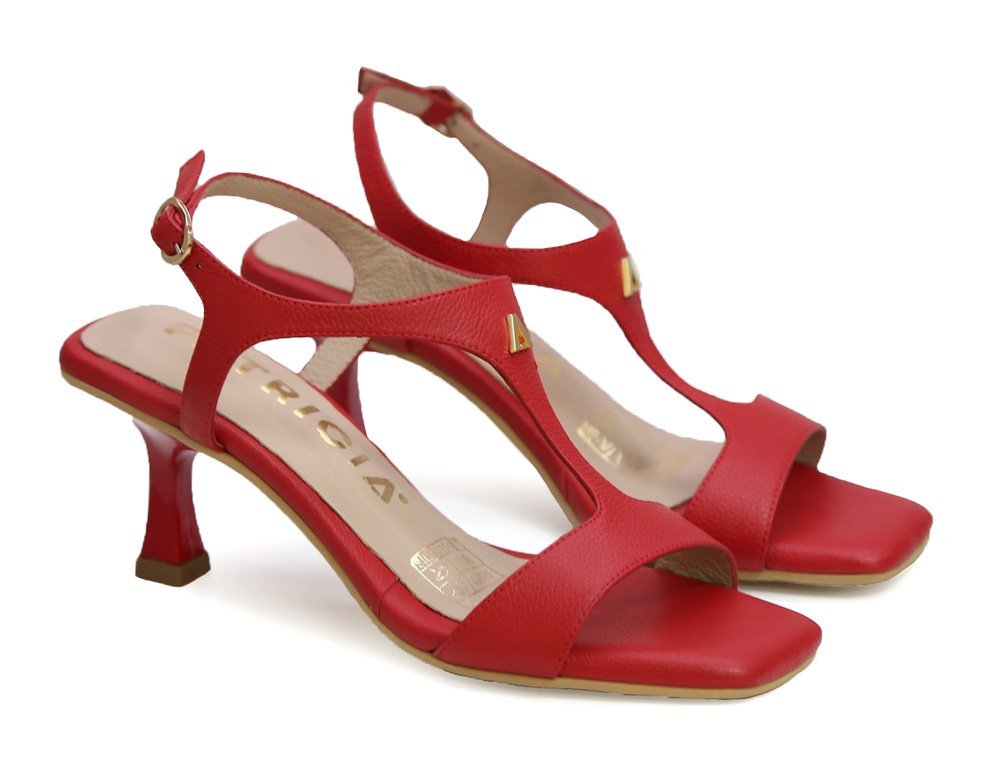 Alternative view of Sandalia en cuero rojo