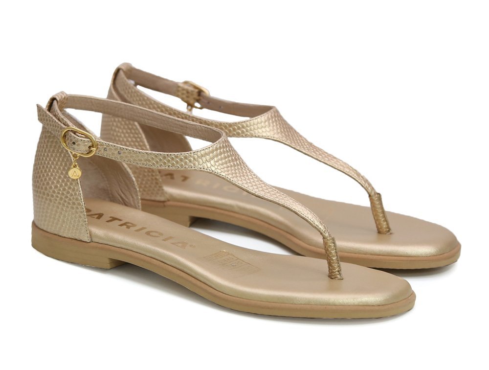 Alternative view of Sandalia en cuero oro