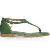 Sandalia en cuero verde
