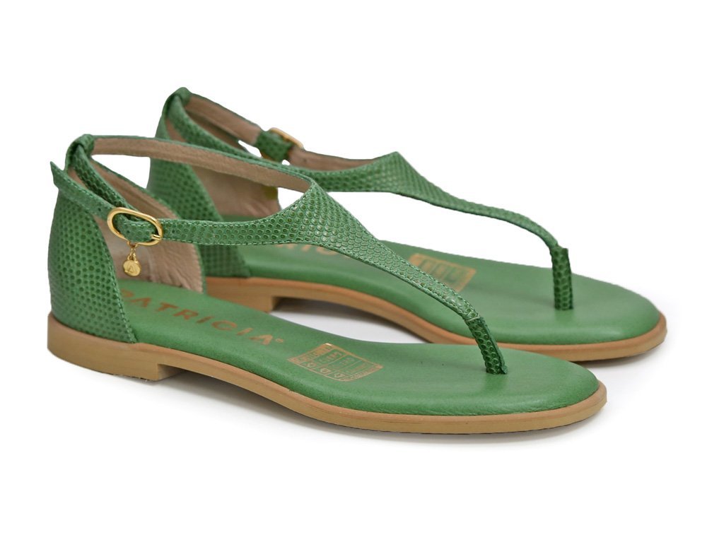 Alternative view of Sandalia en cuero verde