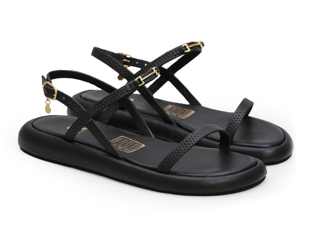 Alternative view of Sandalia en cuero negro