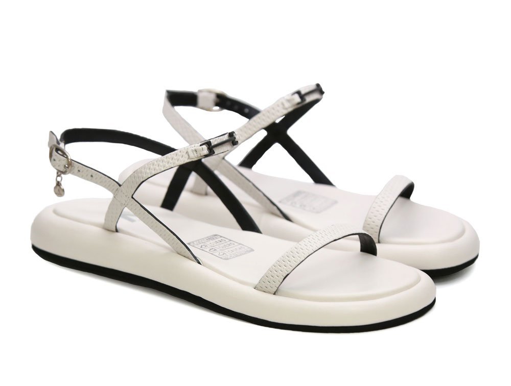 Alternative view of Sandalia en cuero blanco