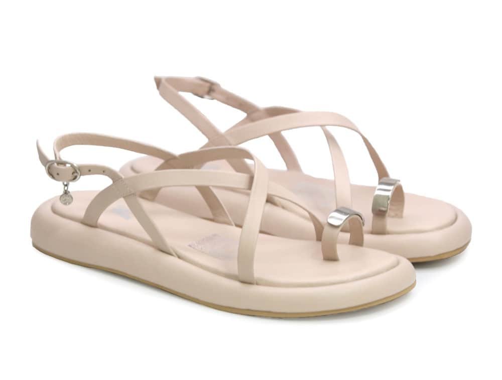 Alternative view of Sandalia en cuero nude