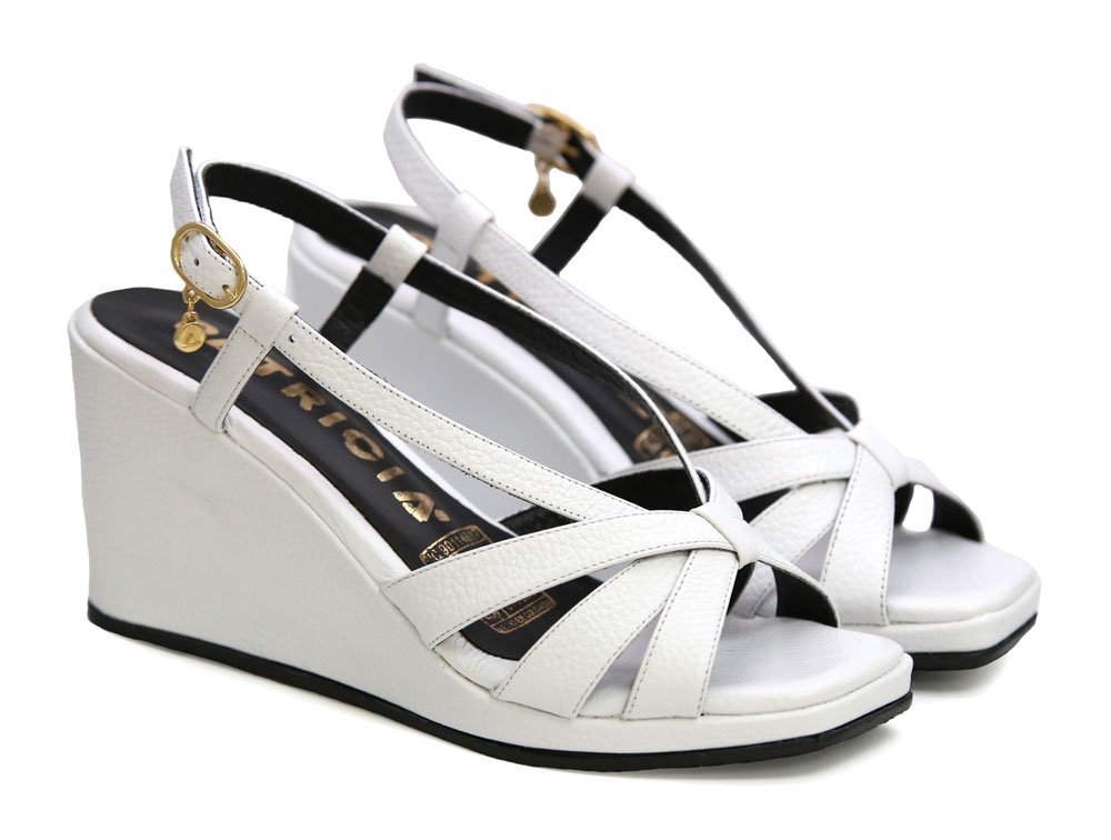 Alternative view of Sandalia en cuero blanco