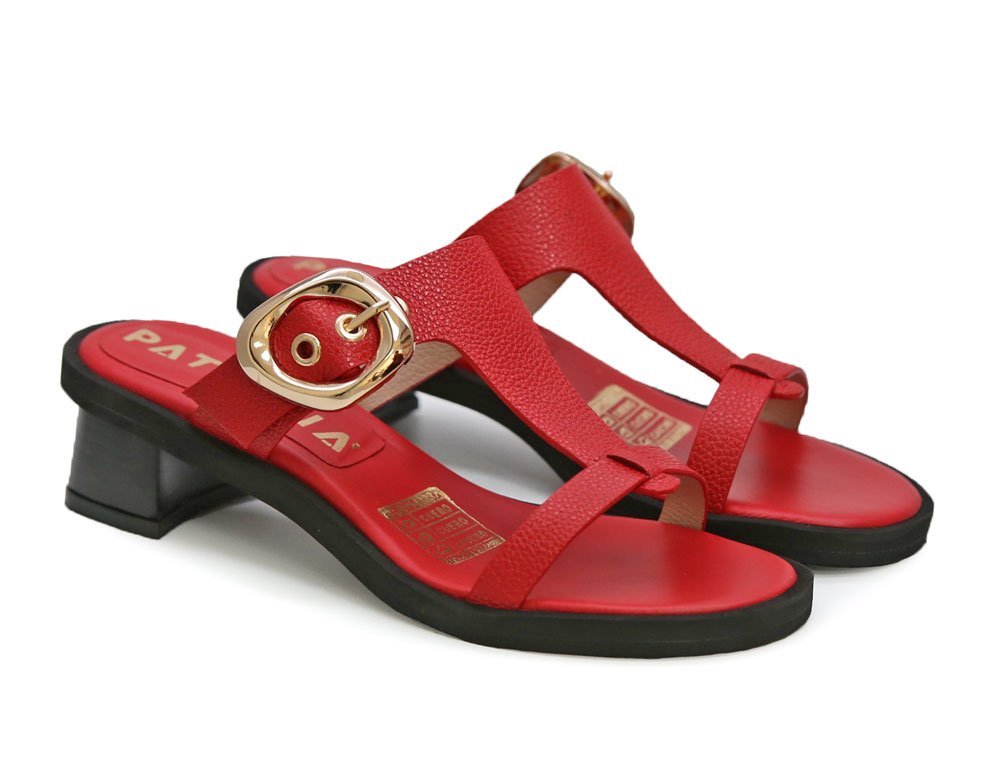 Alternative view of Sandalia en cuero rojo
