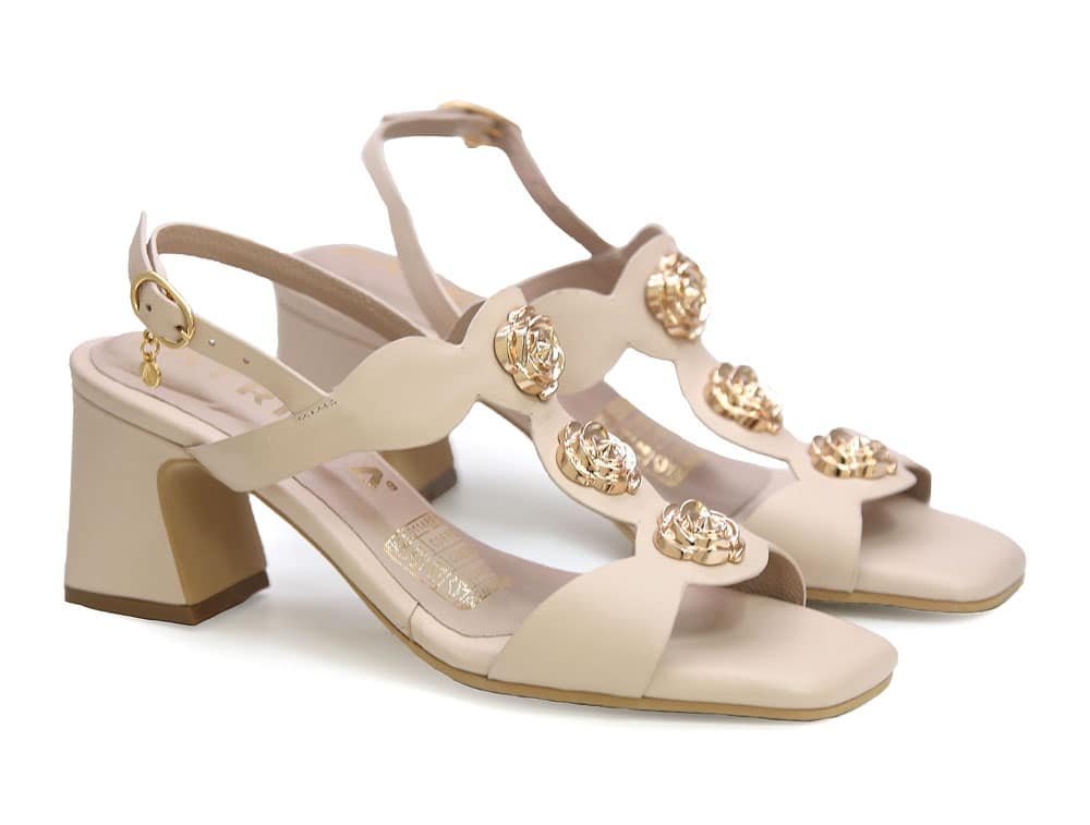 Alternative view of Sandalia en cuero nude