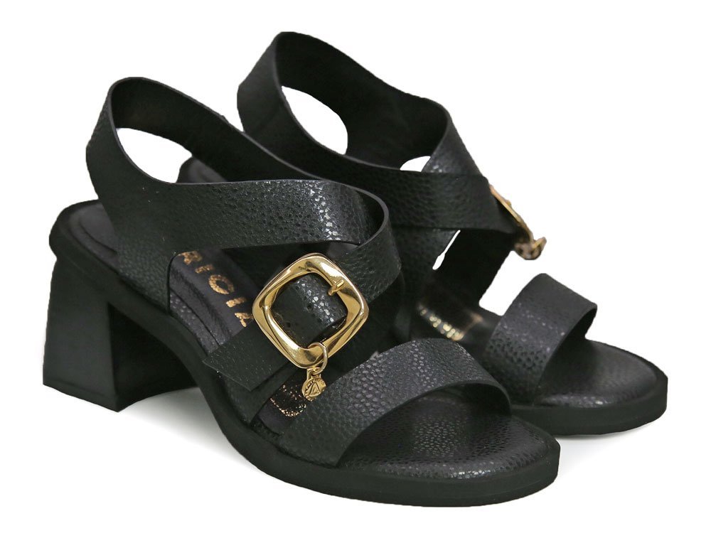 Alternative view of Sandalia en cuero negra