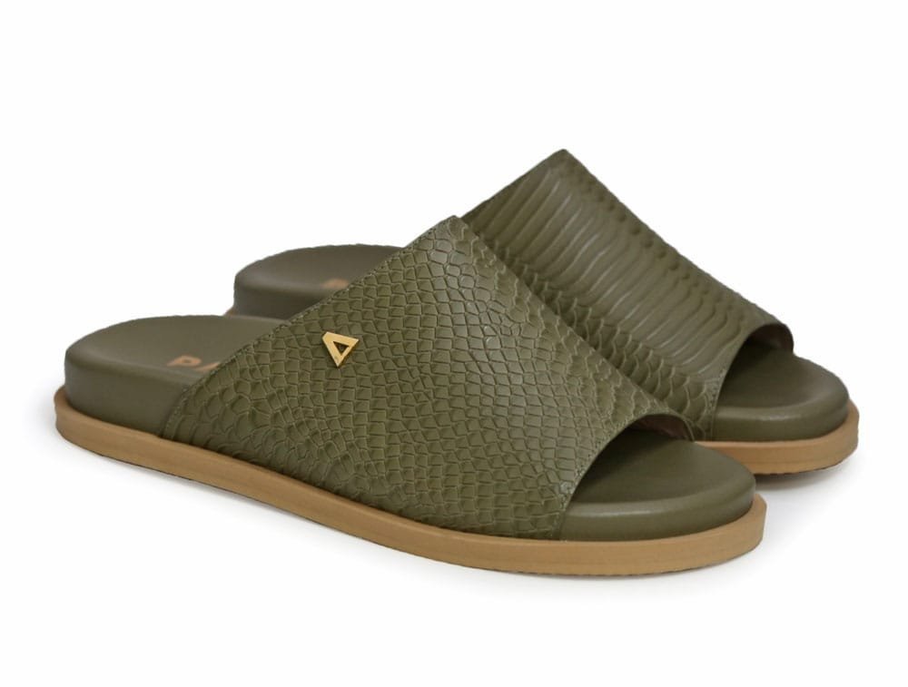 Alternative view of Sandalia en cuero verde