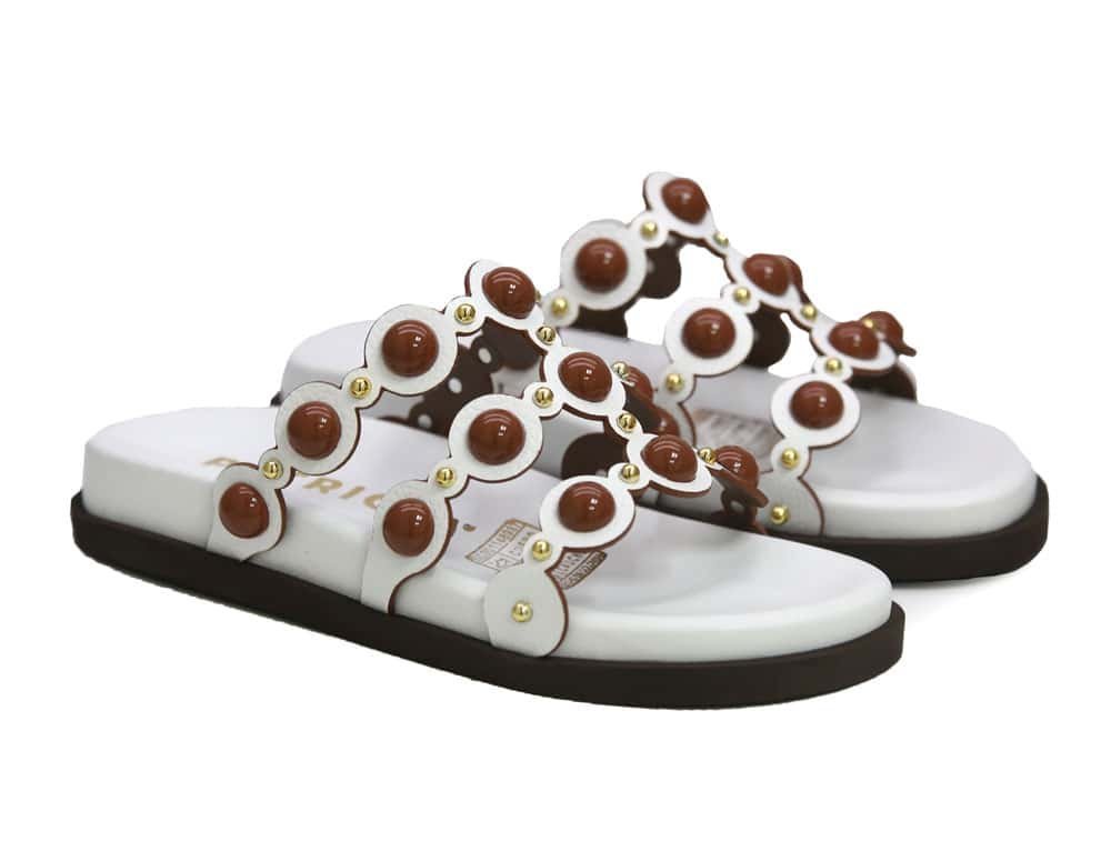 Alternative view of Sandalia en cuero blanco