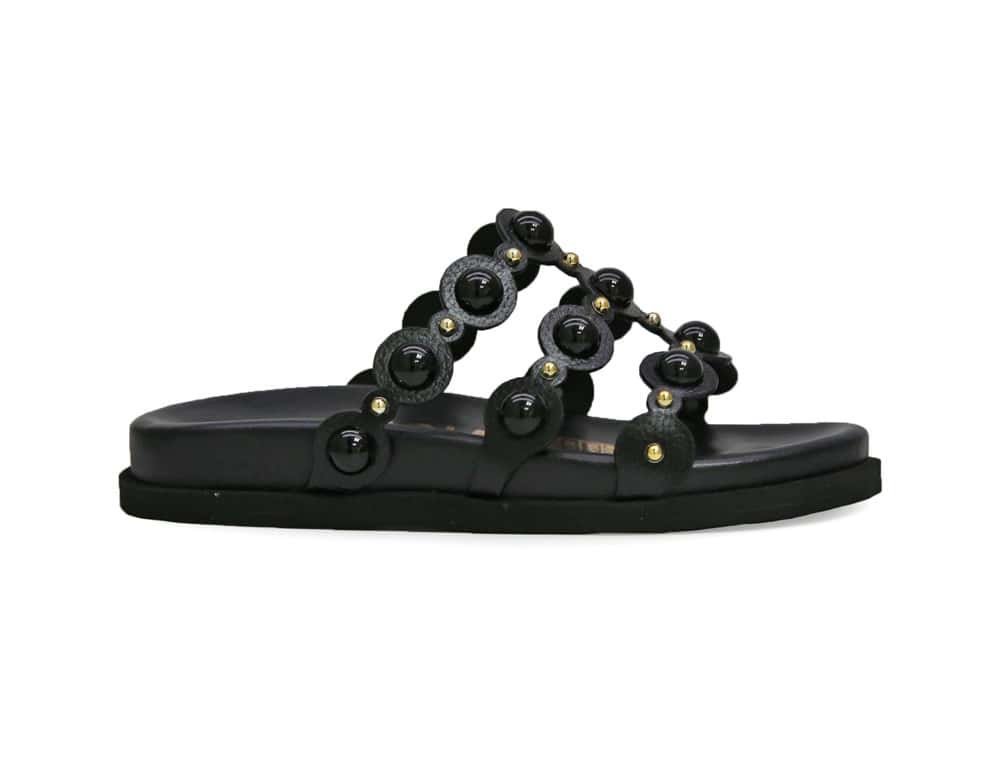 Sandalia en cuero negro