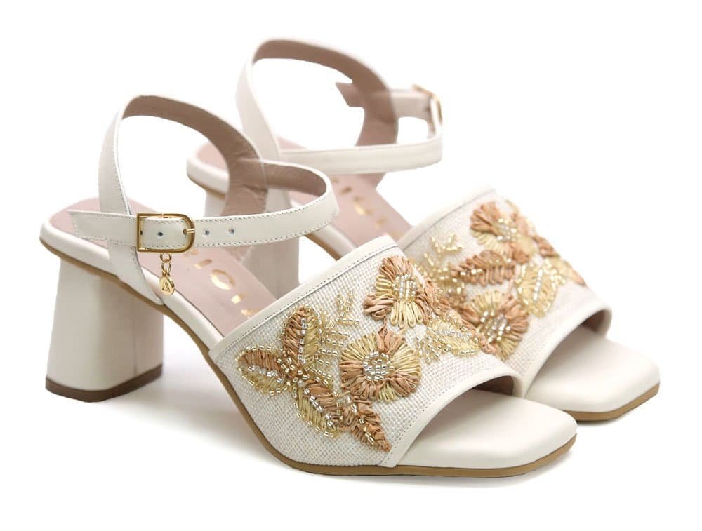 Alternative view of Sandalia en cuero blanco