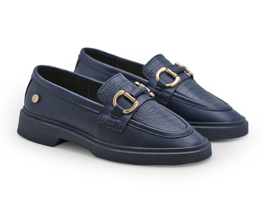 Alternative view of Mocasin en cuero azul