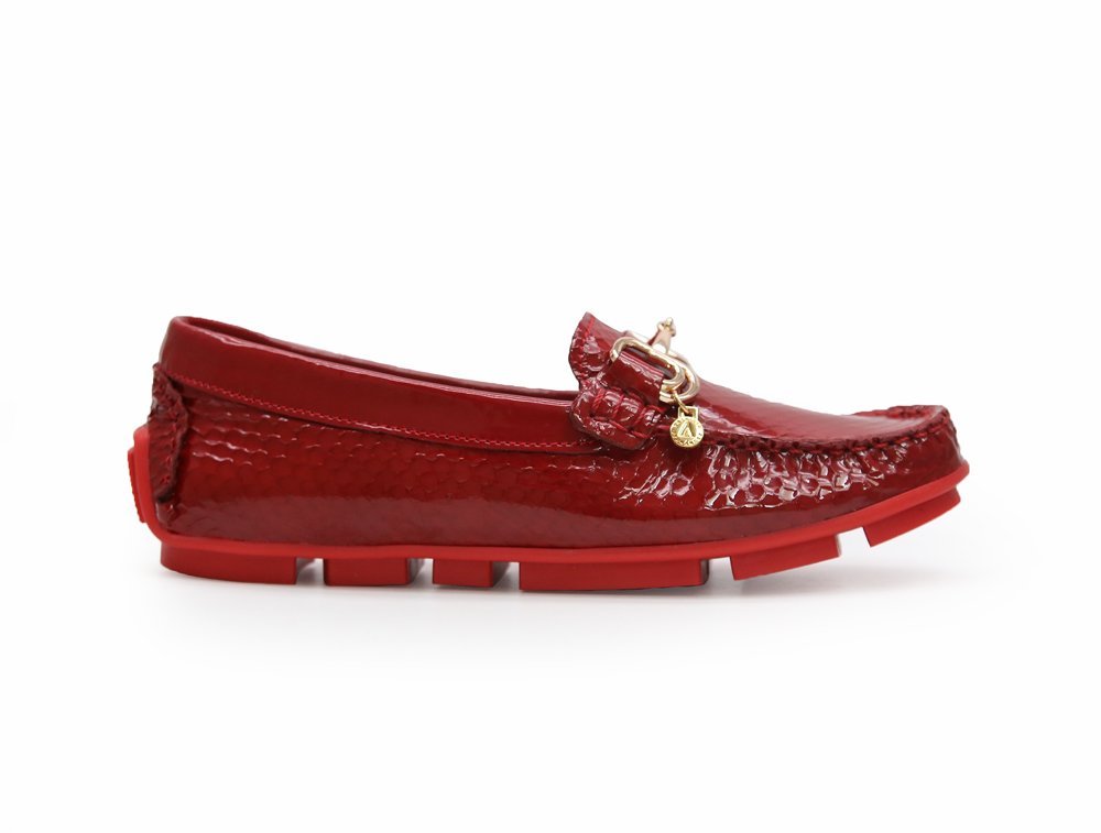 Mocasin en cuero rojo