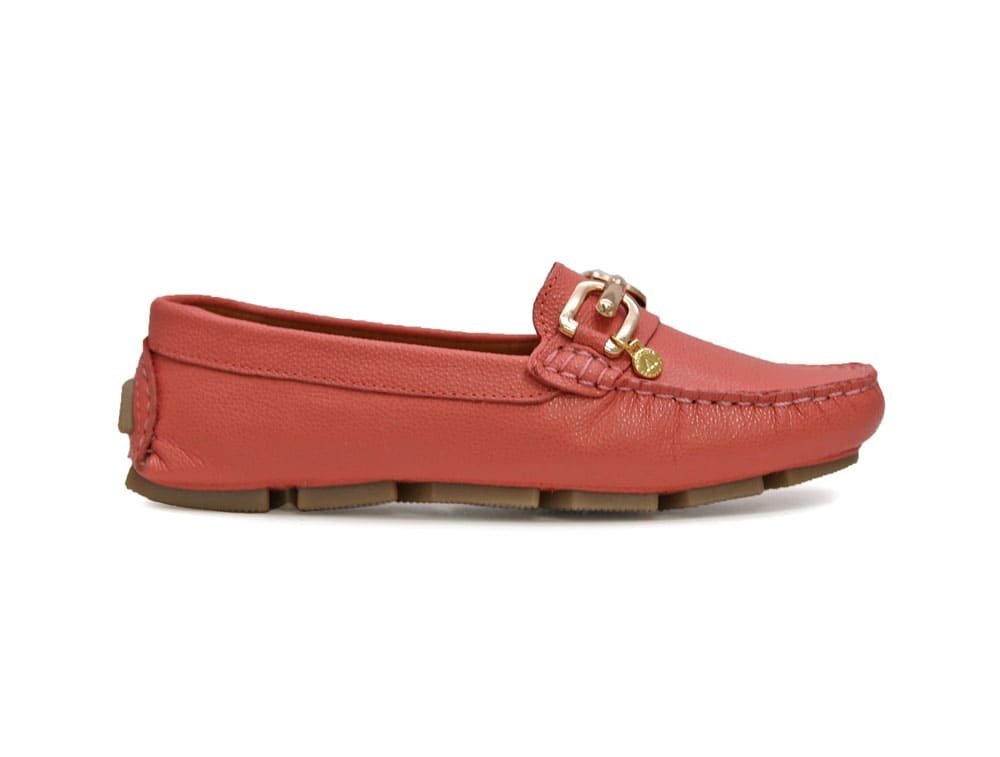 Mocasin en cuero salmon
