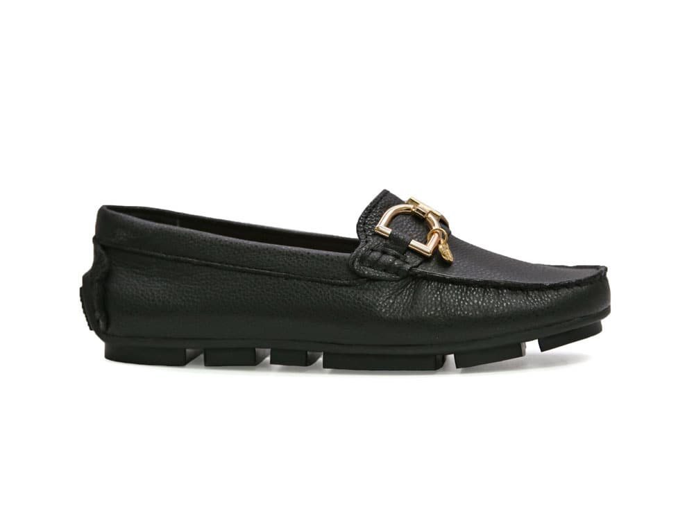Mocasin en cuero negro