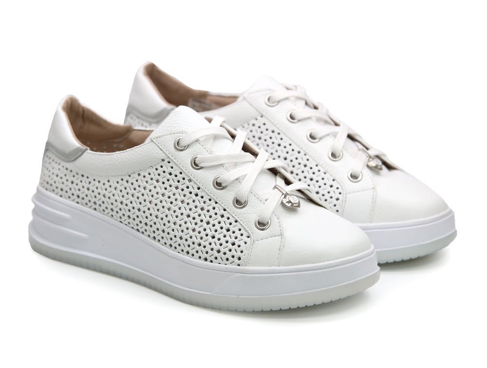 Alternative view of Tenis en cuero blanco