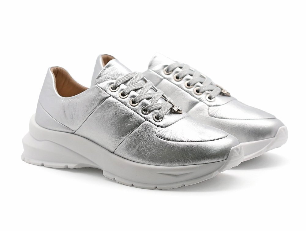 Alternative view of Tenis en cuero plata