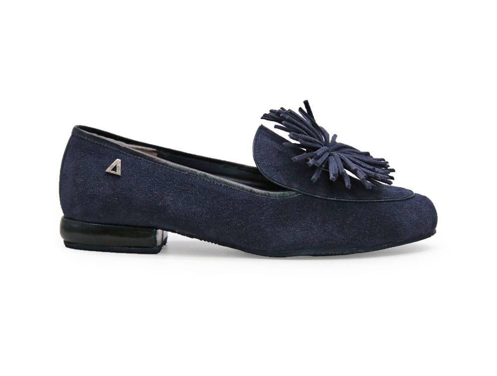 Baleta en cuero azul