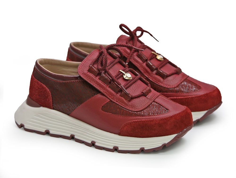 Alternative view of Tenis en cuero vino