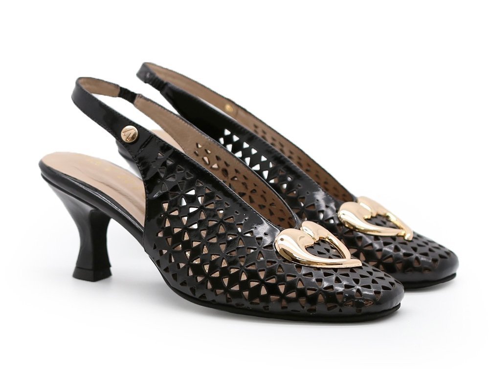 Alternative view of Zapatilla de tacon en cuero negro