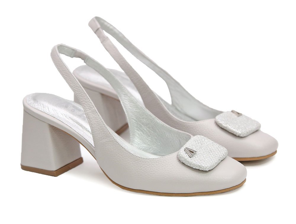 Alternative view of Zapatilla de tacon en cuero pelicano