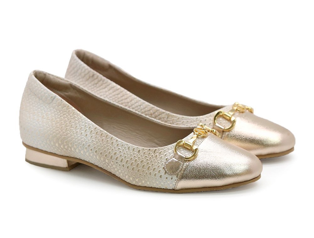 Alternative view of Baleta en cuero oro