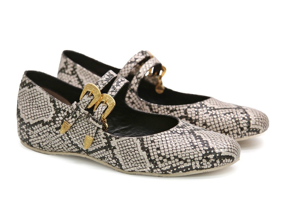 Alternative view of Baleta  en cuero talco