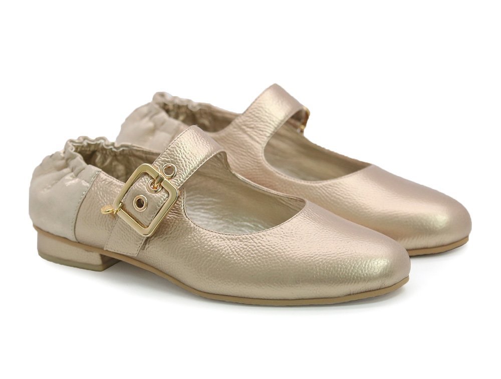 Alternative view of Baleta en cuero dorado