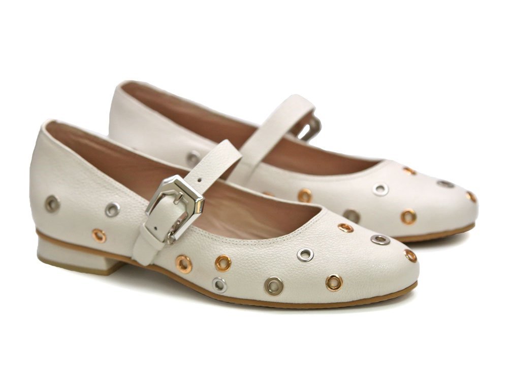 Alternative view of Baleta en cuero blanco