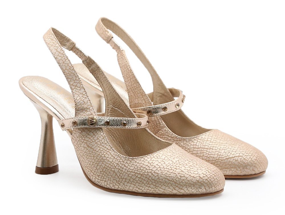 Alternative view of Zapatilla de tacon en cuero oro