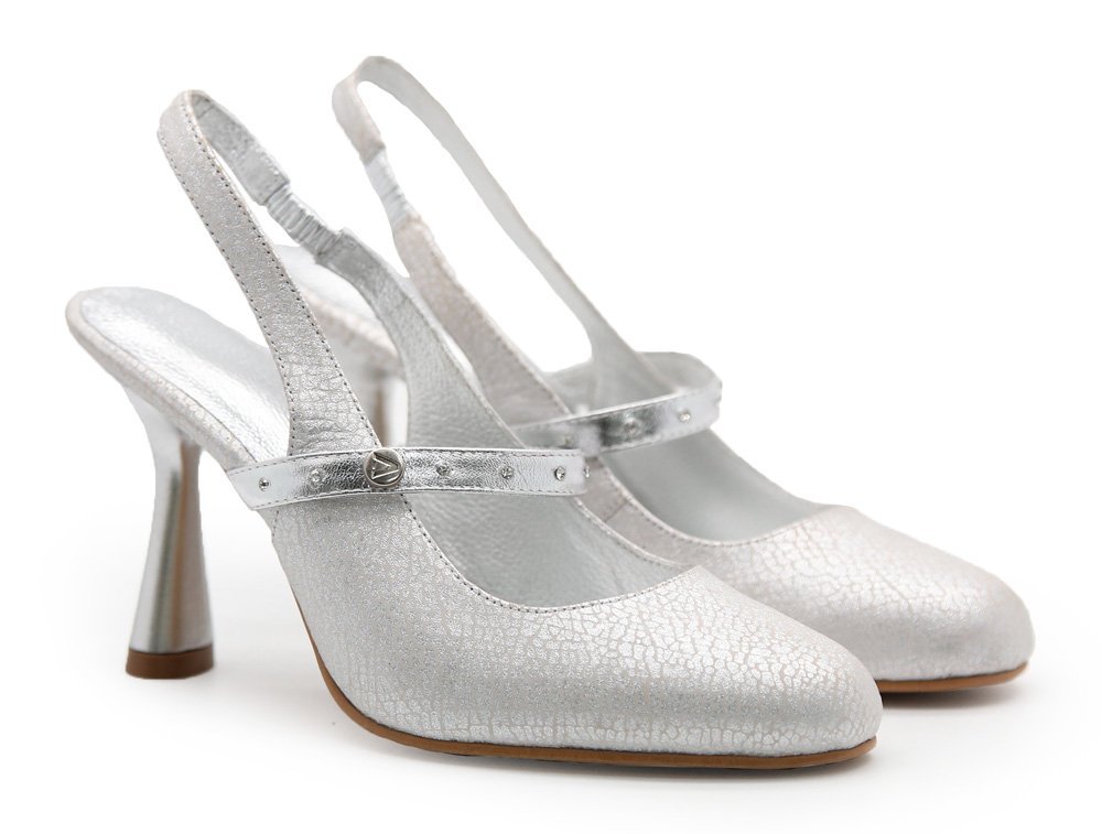 Alternative view of Zapatilla de tacon en cuero plata