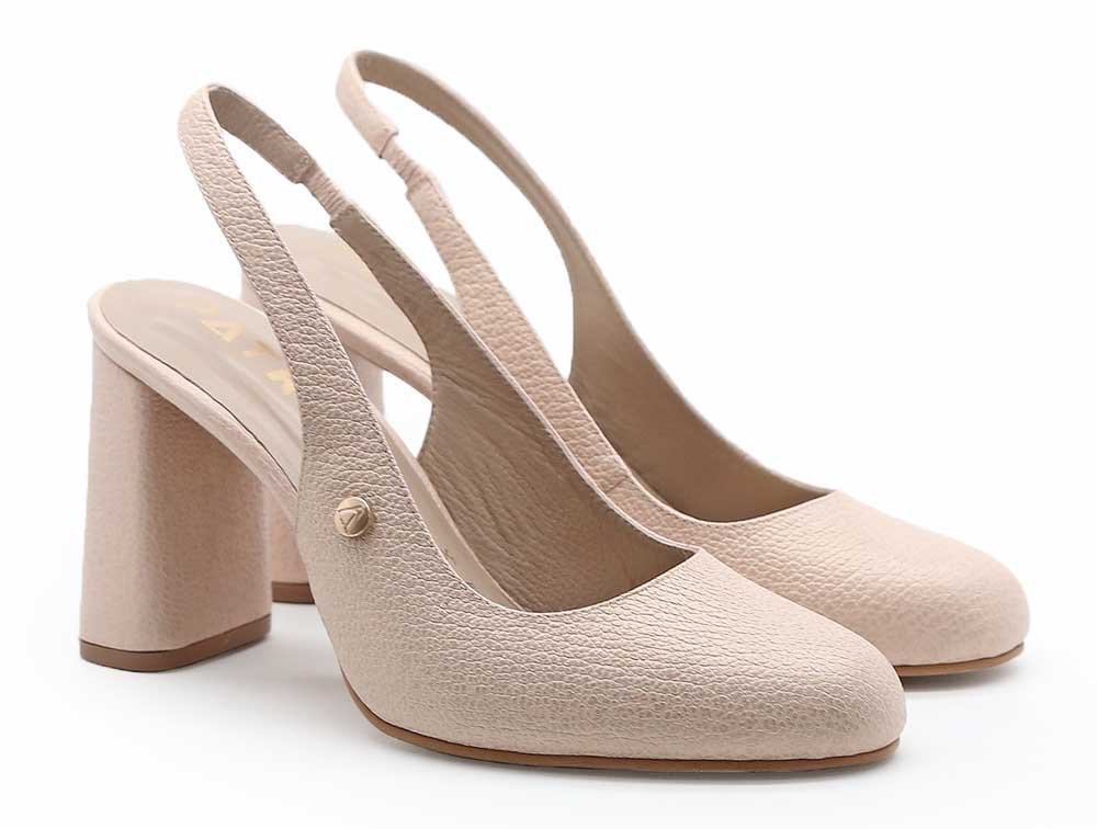 Alternative view of Zapatilla de tacon en cuero nude