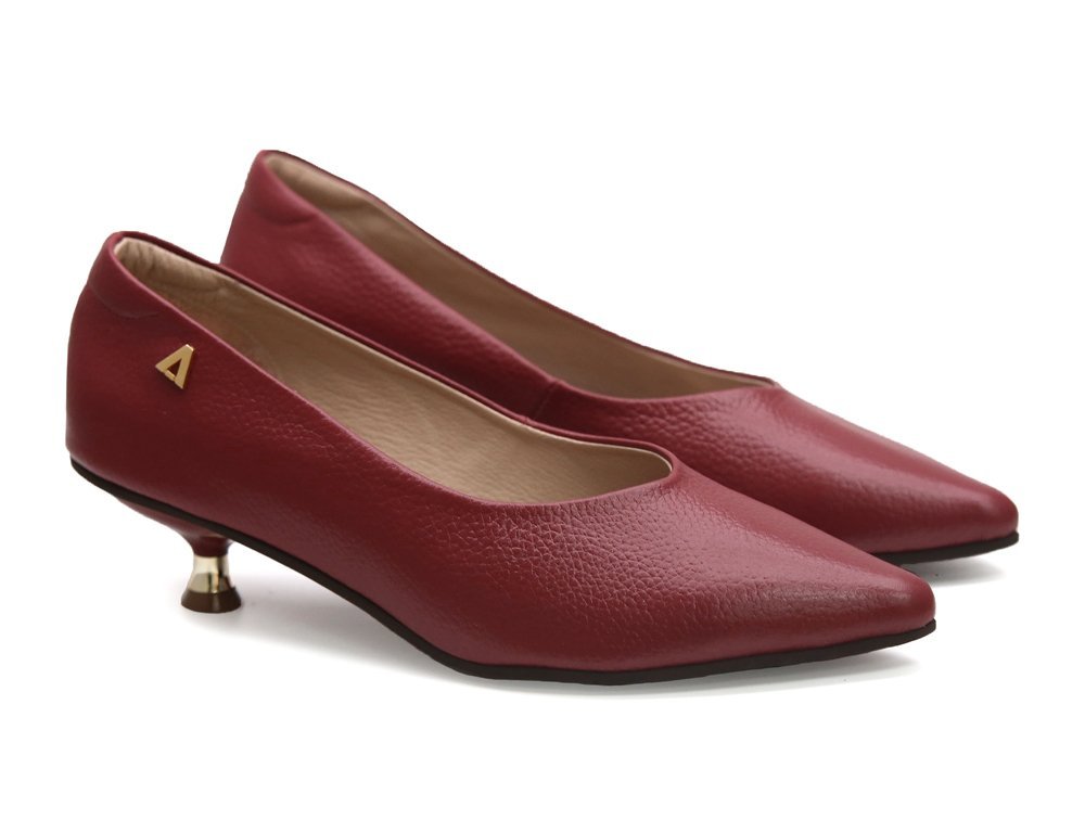 Alternative view of Zapatilla de tacon en cuero cereza