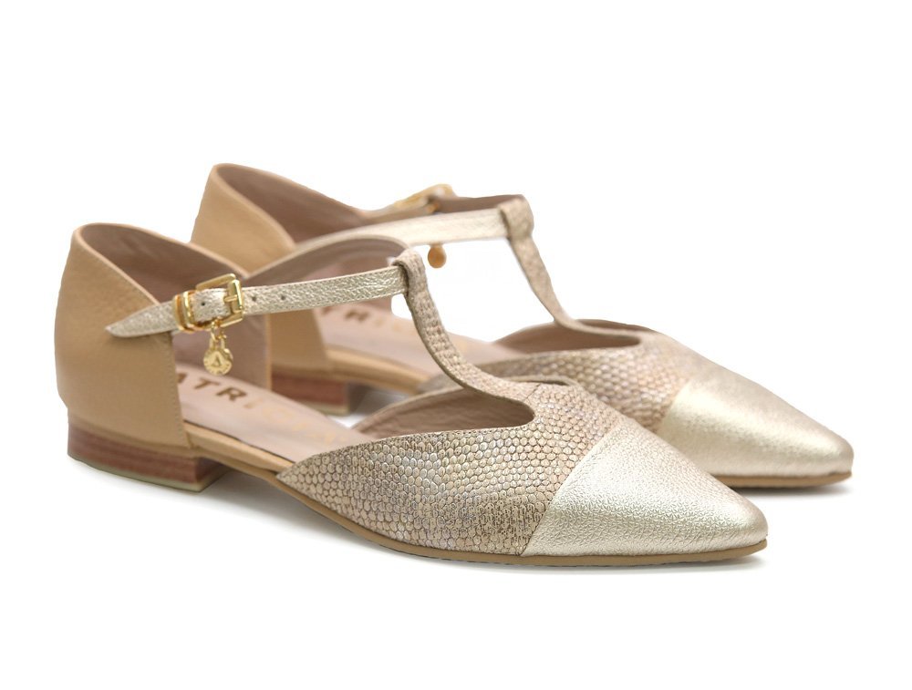 Alternative view of Baleta en cuero oro