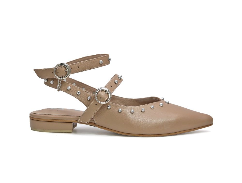 Baleta en cuero natural