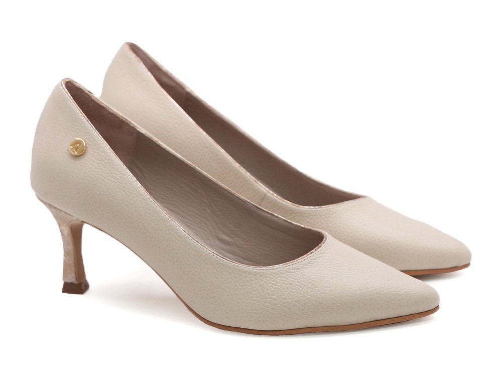 Alternative view of Zapatilla de tacon en cuero arena