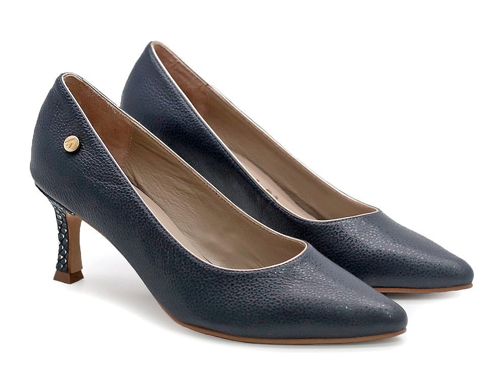 Alternative view of Zapatilla de tacon en cuero azul