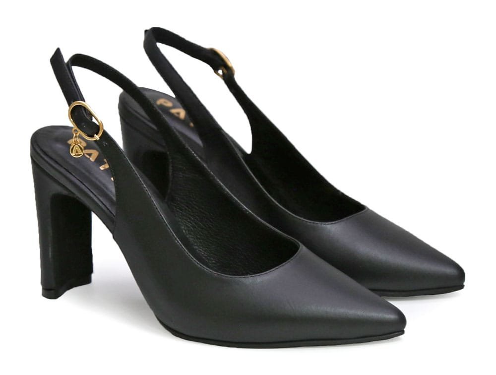 Alternative view of Zapatilla de tacon en cuero negro