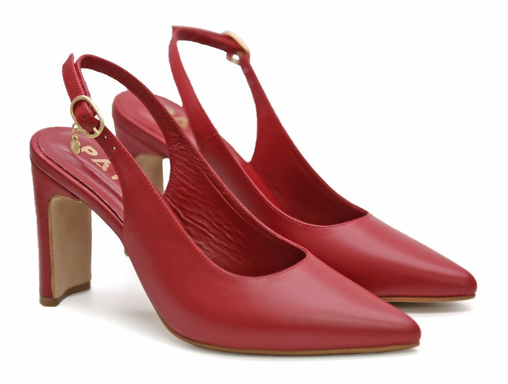 Alternative view of Zapatilla de tacon en cuero rojo